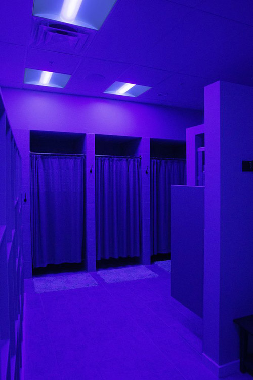 yogo studio showers in SpectraClean lighting